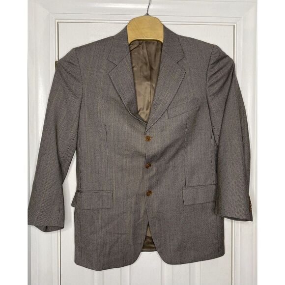 Ermenegildo Zegna Tessuto Mens Wool Three Button Sport‎ Coat Brown White 50